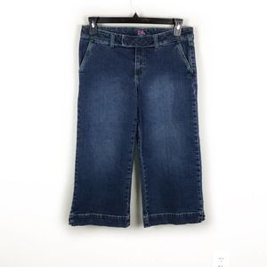 Lilly Pulitzer Wide Leg Cropped Jeans Green Stitch